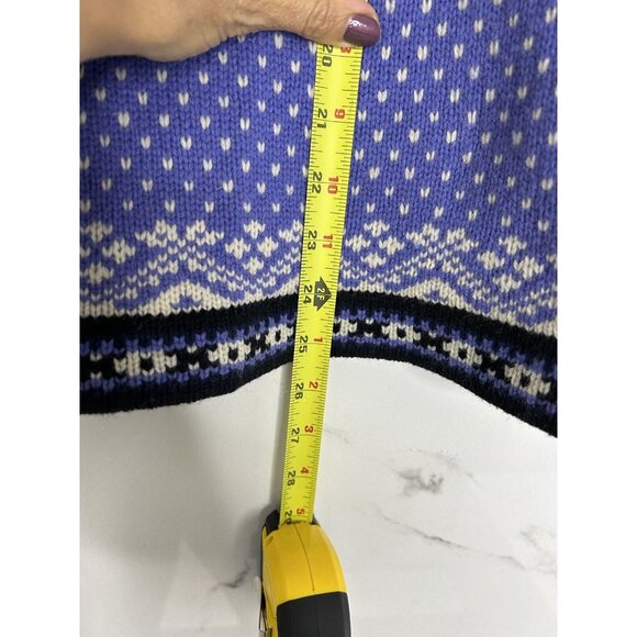 Vintage LL Bean Purple Nordic Lambswool Knit Embossed Button Sweater Size L EUC - Picture 7 of 10